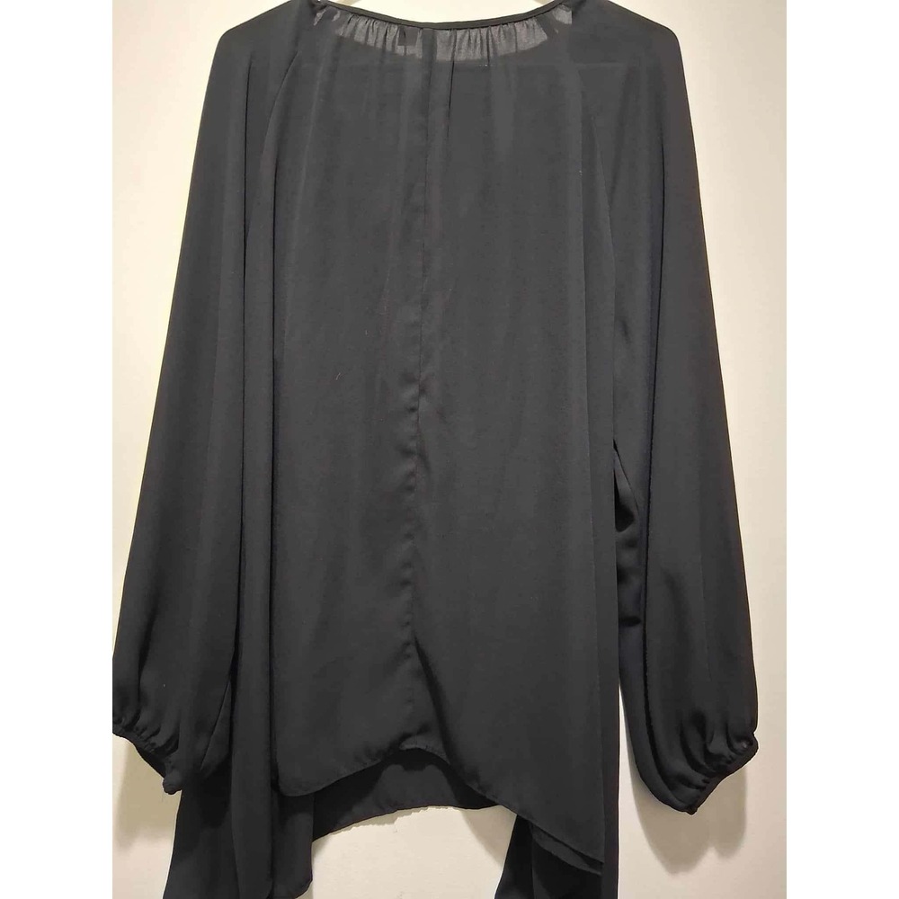 Cato Black Sequin Beaded V Neck Tassel Sleeve‎ Tunic Blouse XL Boho READ - Picture 2 of 8